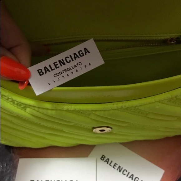 Balenciaga BB Logo Neon Velvet Bag - Picture 10 of 13